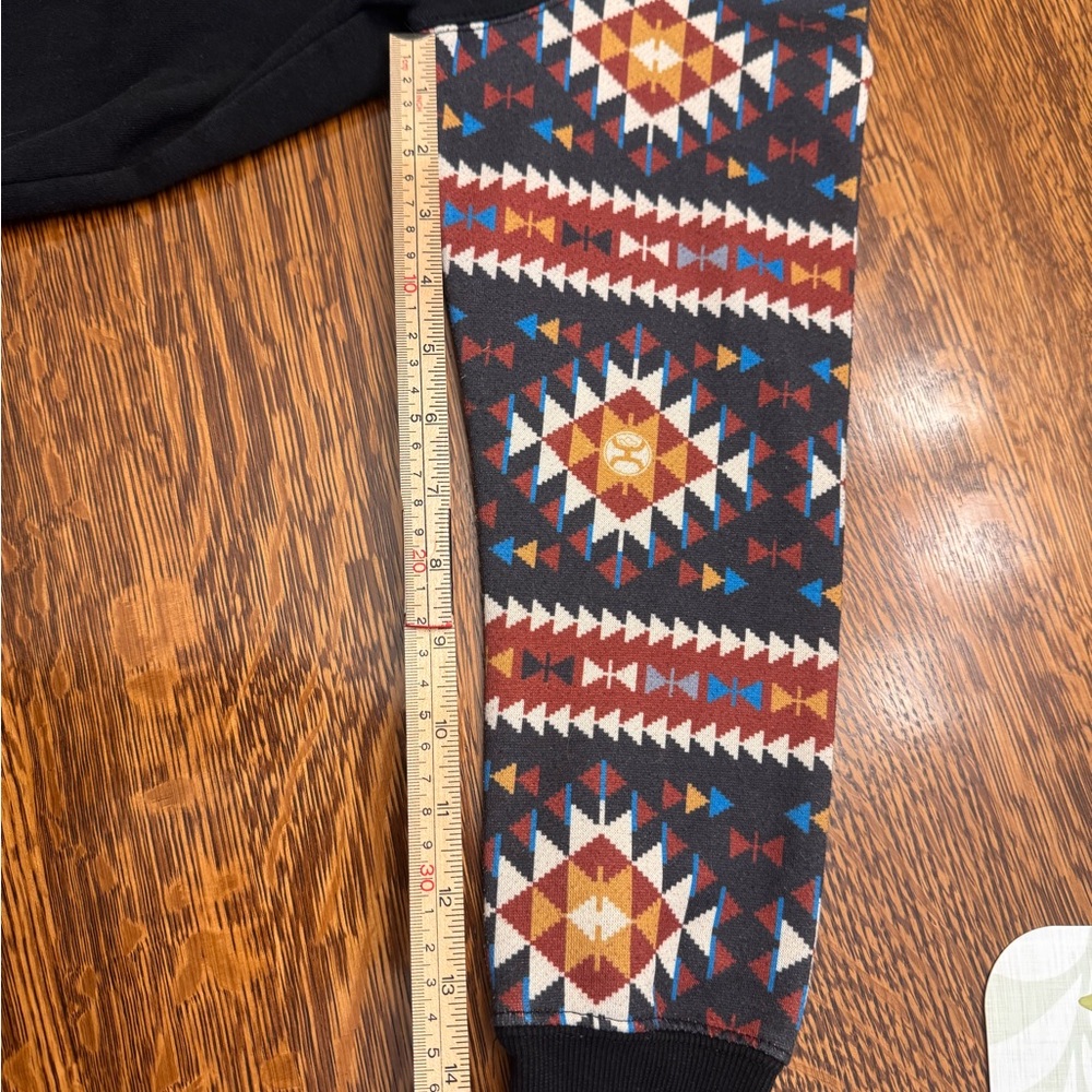 Hooey Hoodie Mens M Black Southwestern Aztec Print Western Rodeo Hoodie Pullover - Picture 6 of 12